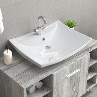 Berkfield Home Luxury Ceramic Basin Rectangular with Overflow & Faucet Hole in White