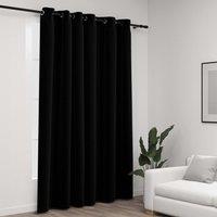 Berkfield Home Linen-Look Blackout Curtains with Grommets Black 290x245cm | Size: 290x245 cm
