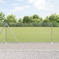 Berkfield Home Welded Wire Fence with 13 Flanged Posts 1x100 m Galvanised Steel in Silver