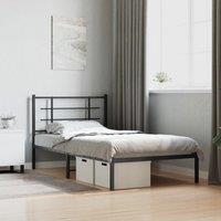 Berkfield Home Metal Bed Frame without Mattress with Headboard White 100x190cm | Size: 100x190 cm