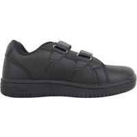 ABSOLUTE FOOTWEAR Men's Childrens Faux Leather Double Touch & Close Smart School Shoes Trainer in Black | Size: 1