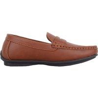 ABSOLUTE FOOTWEAR Men's Childrens Flat Easy Slip On Loafer Style Shoe in Tan | Size: 3