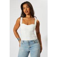 MissPap Women's Corset Detail Bodycon Top in White | Size: 8
