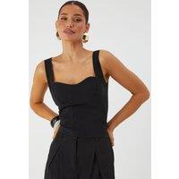 MissPap Women's Corset Detail Bodycon Top in Black | Size: 6