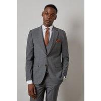 Burton Men's Mid Grey Check Slim Fit Suit Jacket | Size: 36R