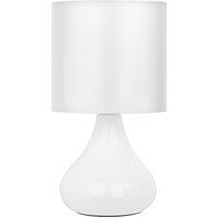 Orsina White Ceramic Table Lamp with EU Plug, Soft Fabric Drum Shade, Nordic Style Droplet Design