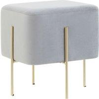 Orsina Square Grey Velvet Accent Stool With Gold Legs, Velvet Upholstered Stool, Contemporary Pouffe For Vanity