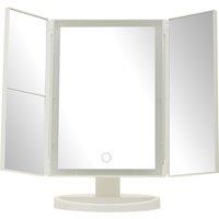 Orsina 180 Degree Rotatable Tri Fold White Table Mirror, TriFold Design Table Mirror, Versatile Small Table Mirror