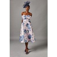 Coast Women's Bardot Full Skirted Jacquard Midi Dress in Blush | Size: 10