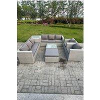 9 Seater Rattan Sofa Set Chairs 2 Coffee Table Footstool Outdoor Garden Furniture