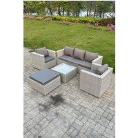 6 Seater PE Wicker Light Grey Rattan Sofa Set Garden Furniture Patio Furniture