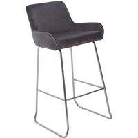 Orsina Grey Velvet Bar Chair With Low Arms, Contemporary Sled Base Bar Stool With Chrome Footrest