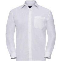 Russell Collection Men's Poplin Easy-Care Long-Sleeved Formal Shirt in White | Size: 19.5 in