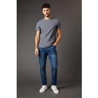 Burton Men's Blue Wash Stretch Tapered Fit Jeans in Bright Blue | Size: 32S