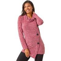 Roman Women's Cowl Neck Button Stretch Top in Red | Size: 20