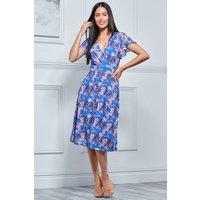 Jolie Moi Women's Kaylynn Wrap Mesh Dress in Blue | Size: 8