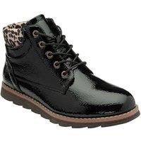 Lotus Women's 'Lexis' Patent Flat Ankle Boots in Black | Size: 4