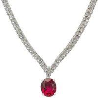 Latelita Women's Garbo Oval Gemstone Tennis Necklace Ruby Silver in Red