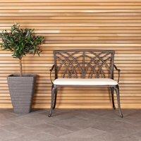 Charles Bentley Metal Cast Aluminium 2 Seater Garden Patio Bench Seat in Black