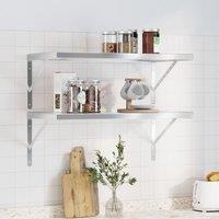 Berkfield Home Wall Shelves 2 pcs 75x40 cm Silver Stainless Steel
