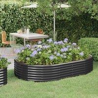Berkfield Home Garden Raised Bed Powder-coated Steel 214x140x36 cm Anthracite in Black | Size: 214 x 140 x 36 cm