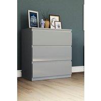 Home Discount Vida Designs Glinton 'HIGH GLOSS 3 Drawer Chest of Drawers' Storage Bedroom Furniture in Grey