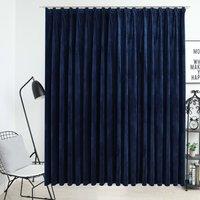 Berkfield Home Blackout Curtain with Hooks Velvet Dark Blue 290x245 cm