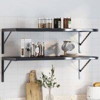 Berkfield Home Shelf Brackets 4 pcs 40x2.5x25 cm Black Stainless Steel