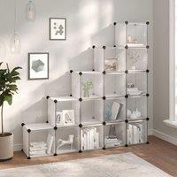 Berkfield Home Storage Cube Organiser with 15 Cubes & Doors Transparent PP in Clear