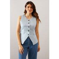 Wallis Women's Button Through Waistcoat in Blue | Size: 12