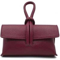 Kitise Women's Elegant Italian Leather Tie Closure Clutch Crossbody Bag with Long Strap in Burgundy