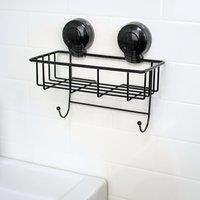 Showerdrape Suctionloc Black Steel Suction Wall Mounted Sponge Basket