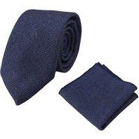 TruClothing Classic Beige Oak Tweed Tie & Pocket Square in Blue
