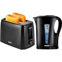 Geepas Kettle & Toaster Sets 1.7L Kettle & 2 Slice Small Slot Toaster in Black