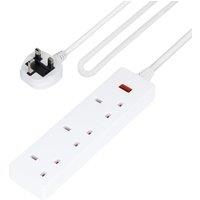 Geepas 3 Gang Extension Lead, 3/5/10m Cable Length Options 3 Socket Power Strip Indicator Light in White | Size: 10m (10000mm) x 52 cm (520mm)