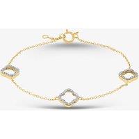 T.H.Baker Women's 9ct Yellow Gold 0.20ct Brilliant Cut Diamond Triple Clover Chain Bracelet THB39617-20NJ (YG) in Silver | Size: Adjustable