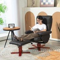 HOMCOM Recliner Chair with Footstool, Backrest Adjustable Armchair in Black