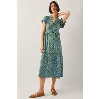 Monsoon Women's Bryony Print Jersey Midi Dress Green | Size: XL