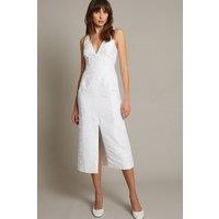 Monsoon Women's Frida Hand-Beaded Jacquard Pencil Wedding Dress Ivory | Size: 12