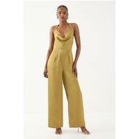 Satin Cowl Halter Neck Jumpsuit