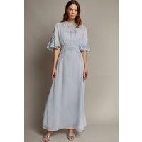 Monsoon Women's Tatiana Angel Sleeve Embellished Maxi Dress Blue | Size: 10