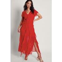Monsoon Women's Renata Ruffle Maxi Dress Red | Size: 12