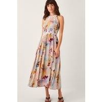Monsoon Women's Mia Floral Embroidered Halter Midi Dress Multi | Size: 22