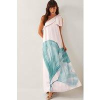 Monsoon Women's Dinah Bow One Shoulder Maxi Dress Ivory | Size: 6