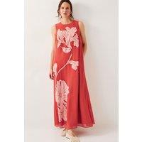 Monsoon Women's Kathleen Embroidered Maxi Dress Orange | Size: 8