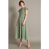 Monsoon Women's Monica Lace Midi Dress in Green | Size: 8