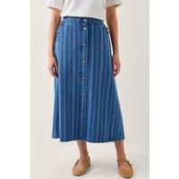 Monsoon Women's Ottilie Stripe Denim Midi Skirt Blue | Size: XL