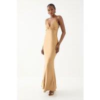 MissPap Women's Knot Detail Strappy Bridesmaid Dress in Bronze | Size: 10