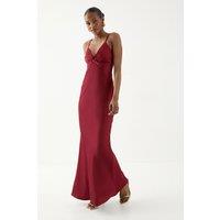 MissPap Women's Knot Detail Strappy Bridesmaid Dress in Red | Size: 16