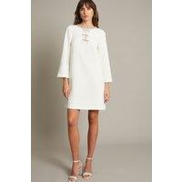 Monsoon Women's Paola Bow Diamante Shift Wedding Dress Ivory | Size: 12